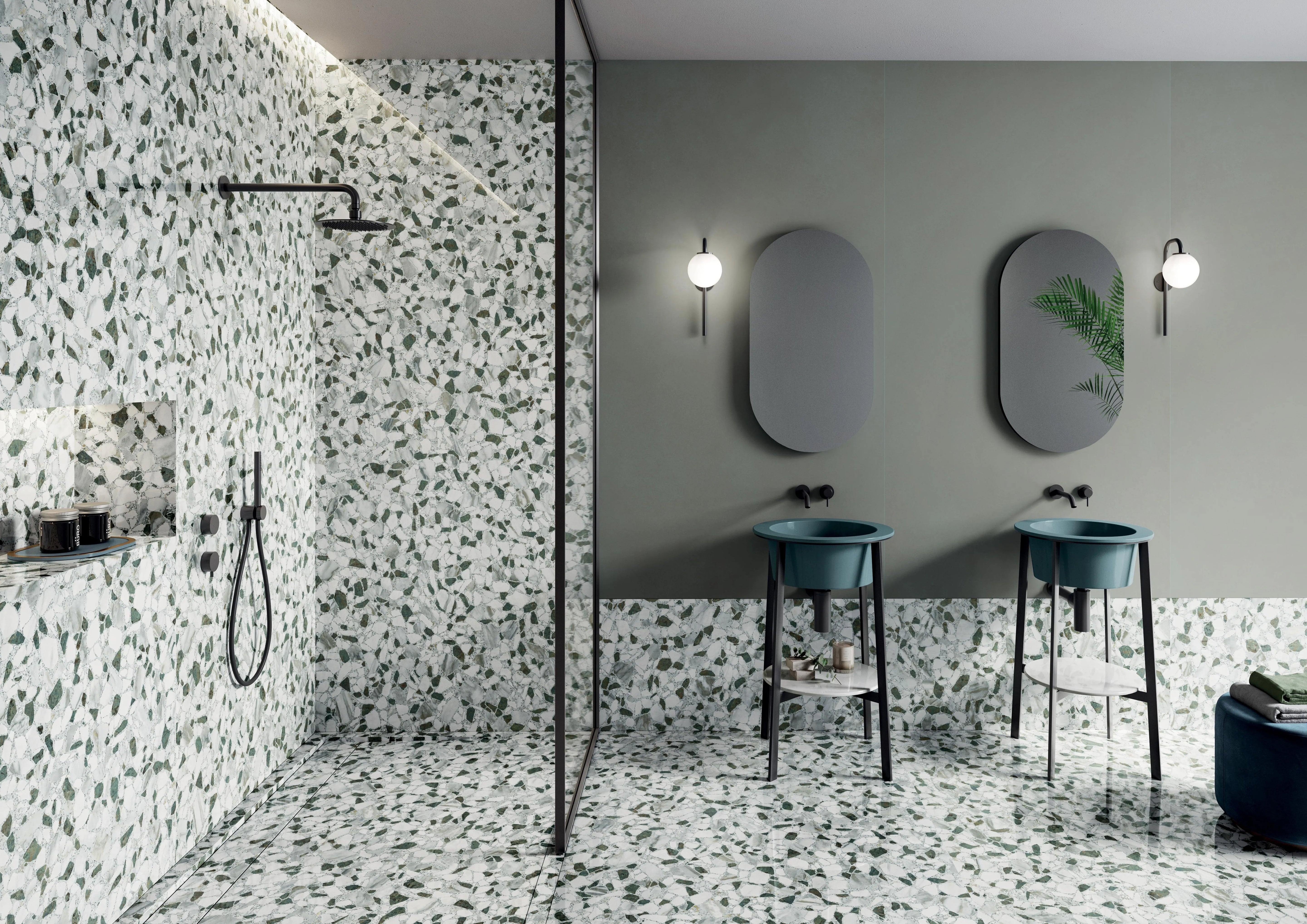 Carrelage effet marbre terrazzo vert - Charm Expérience Charm Green